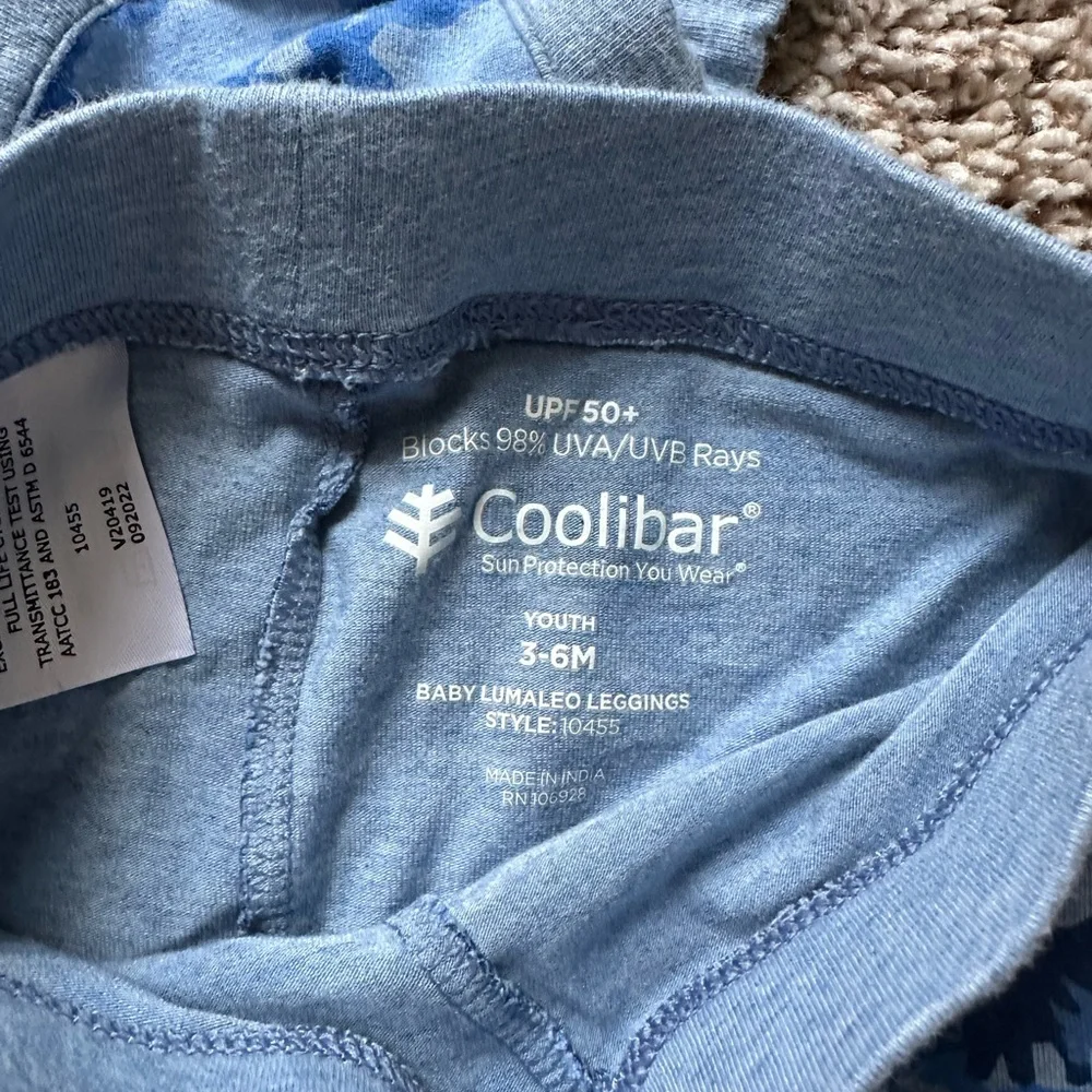 Coolibar Baby Outfit 3-6M Blue Dino Camo UPF 50+ Sun Protection